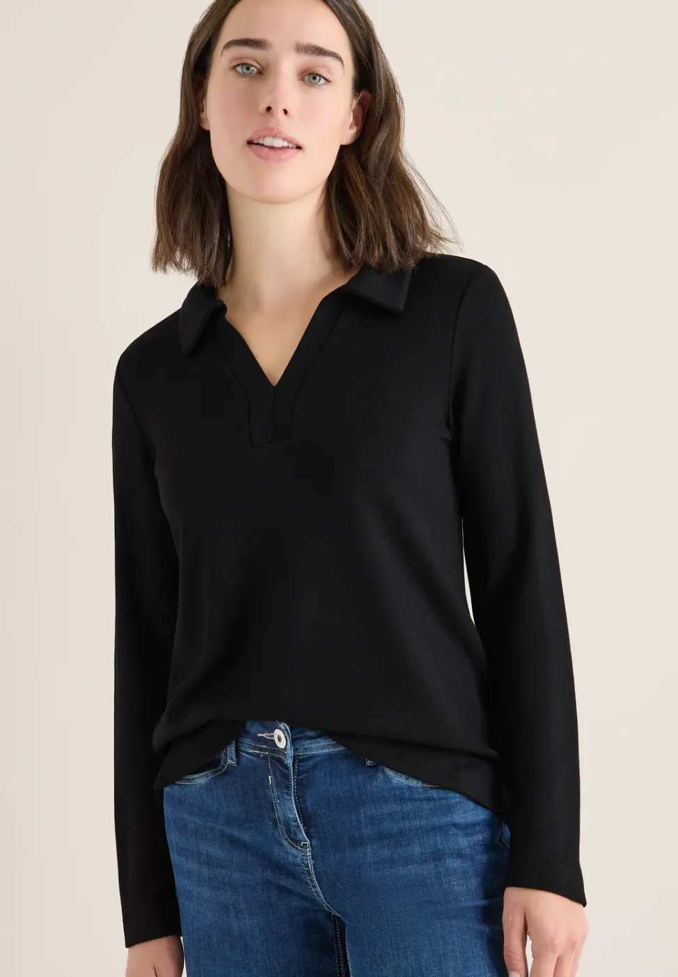 Poloshirt met gebreide look