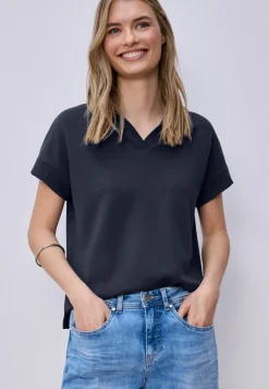 Poloshirt met korte mouwen en geribd detail