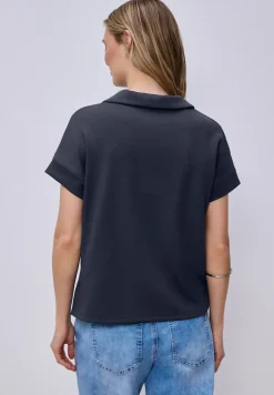 Poloshirt met korte mouwen en geribd detail