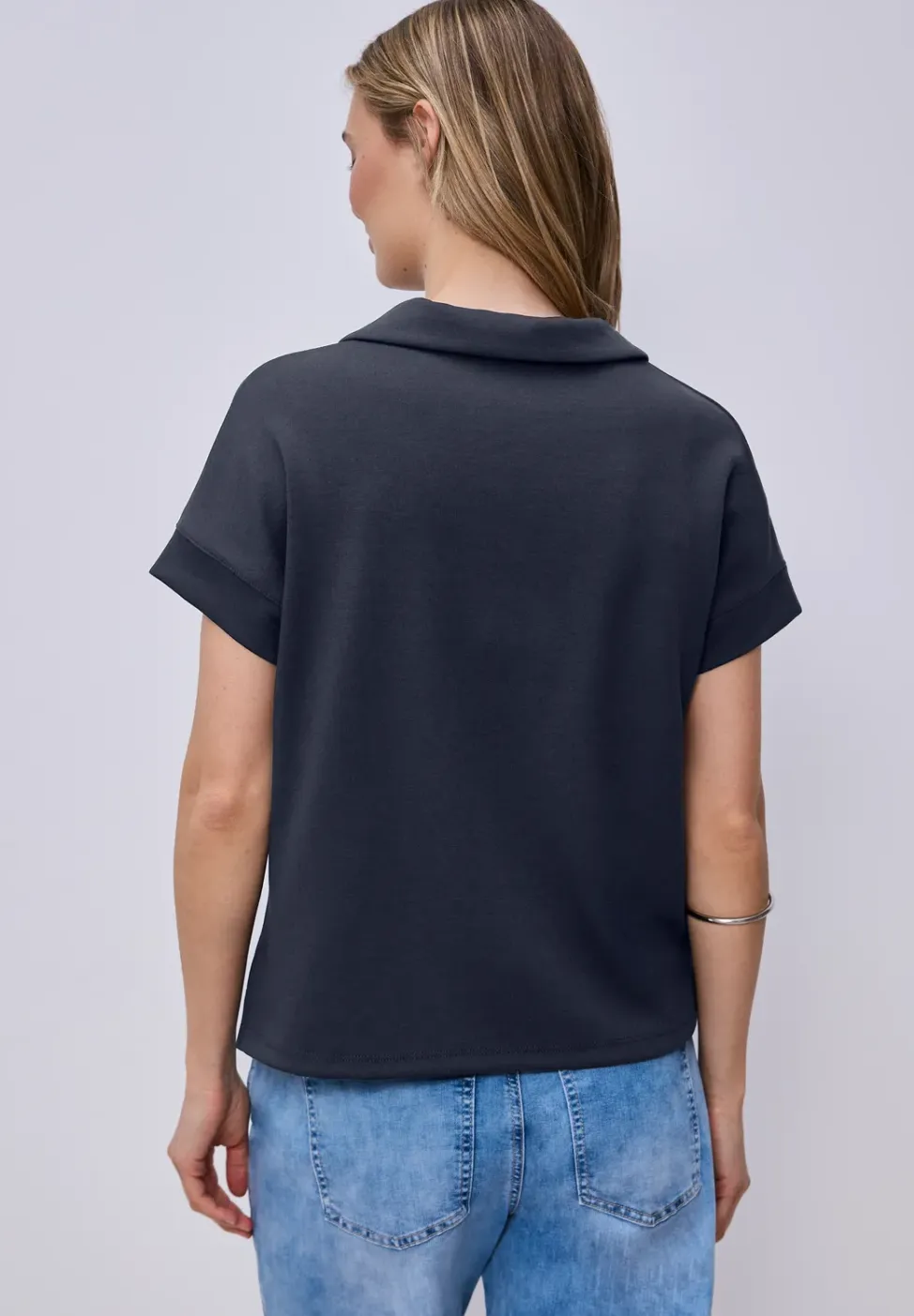 Poloshirt met korte mouwen en geribd detail