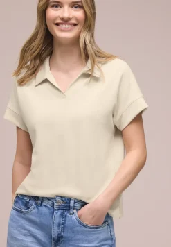 Poloshirt met korte mouwen en geribd detail