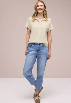 Poloshirt met korte mouwen en geribd detail