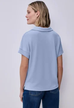 Poloshirt met korte mouwen en geribd detail