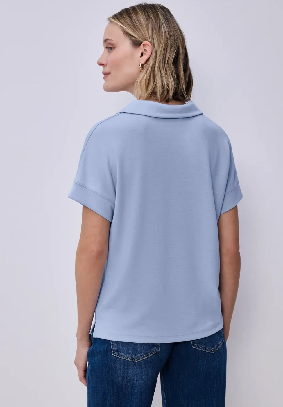 Poloshirt met korte mouwen en geribd detail