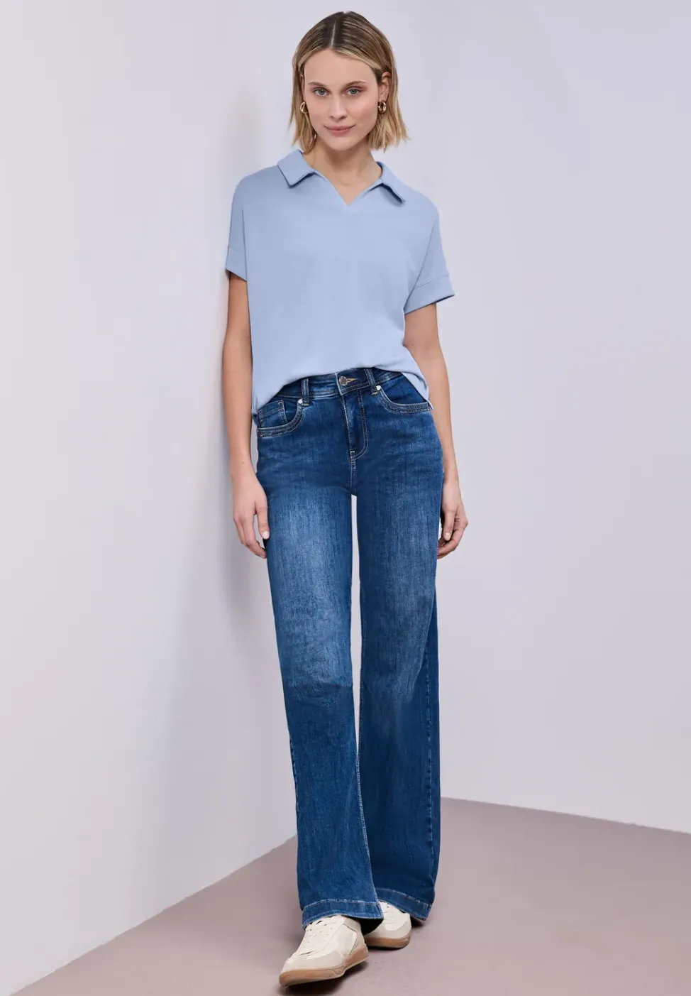 Poloshirt met korte mouwen en geribd detail