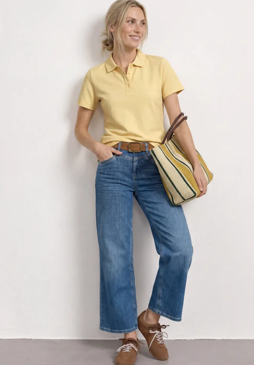 Poloshirt met korte mouwen en geribde structuur