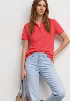 Poloshirt met korte mouwen en geribde structuur