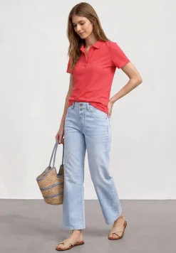 Poloshirt met korte mouwen en geribde structuur
