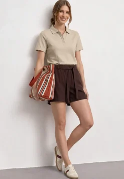 Poloshirt met korte mouwen en geribde structuur