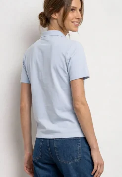Poloshirt met korte mouwen en geribde structuur