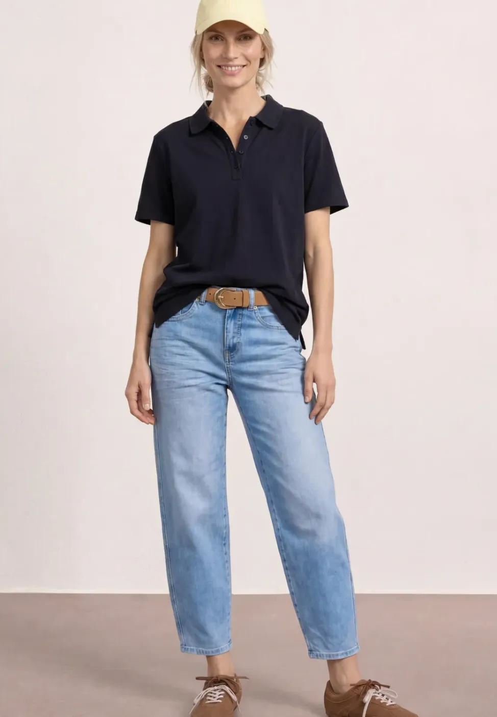 Poloshirt met korte mouwen en geribde structuur