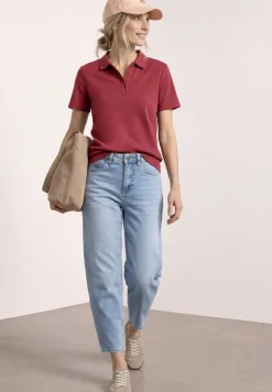 Poloshirt met korte mouwen en geribde structuur