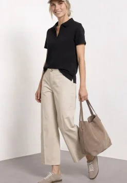 Poloshirt met korte mouwen en geribde structuur