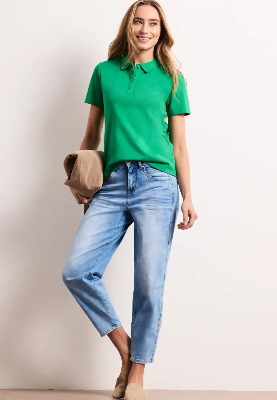 Poloshirt met korte mouwen en geribde structuur