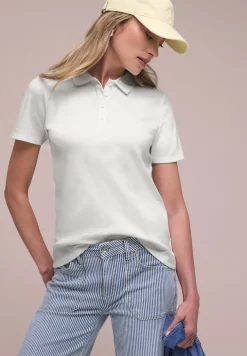 Poloshirt met korte mouwen en geribde structuur