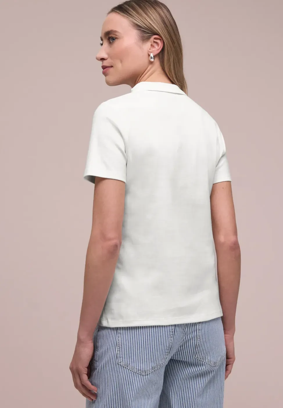 Poloshirt met korte mouwen en geribde structuur