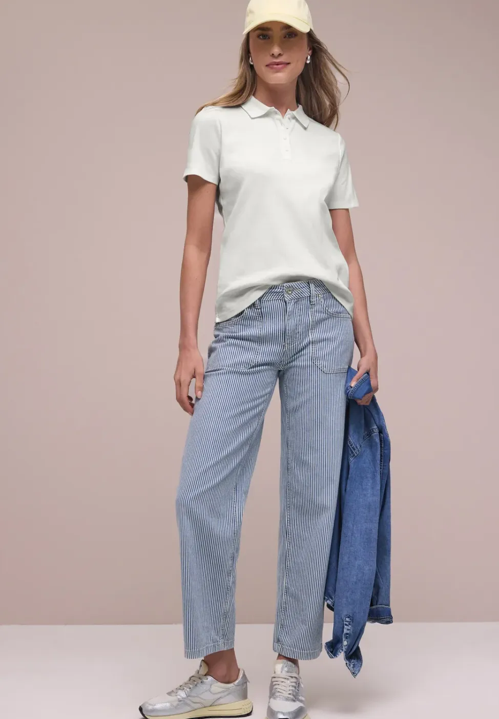 Poloshirt met korte mouwen en geribde structuur