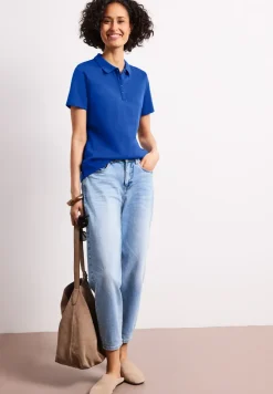 Poloshirt met korte mouwen en geribde structuur