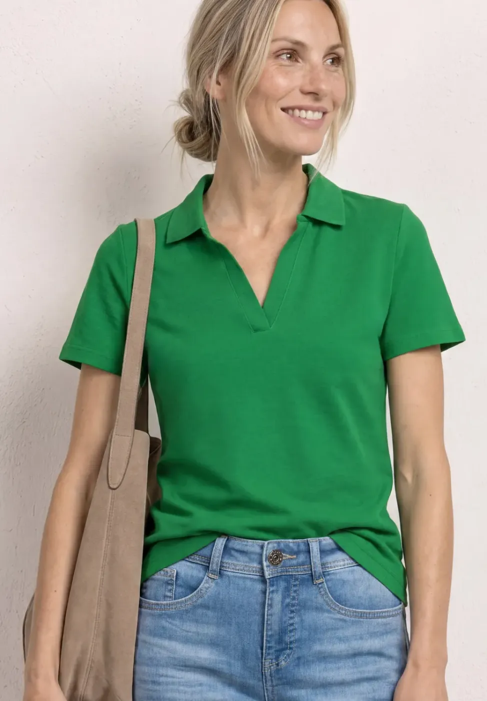 Poloshirt met korte mouwen en gespleten hals