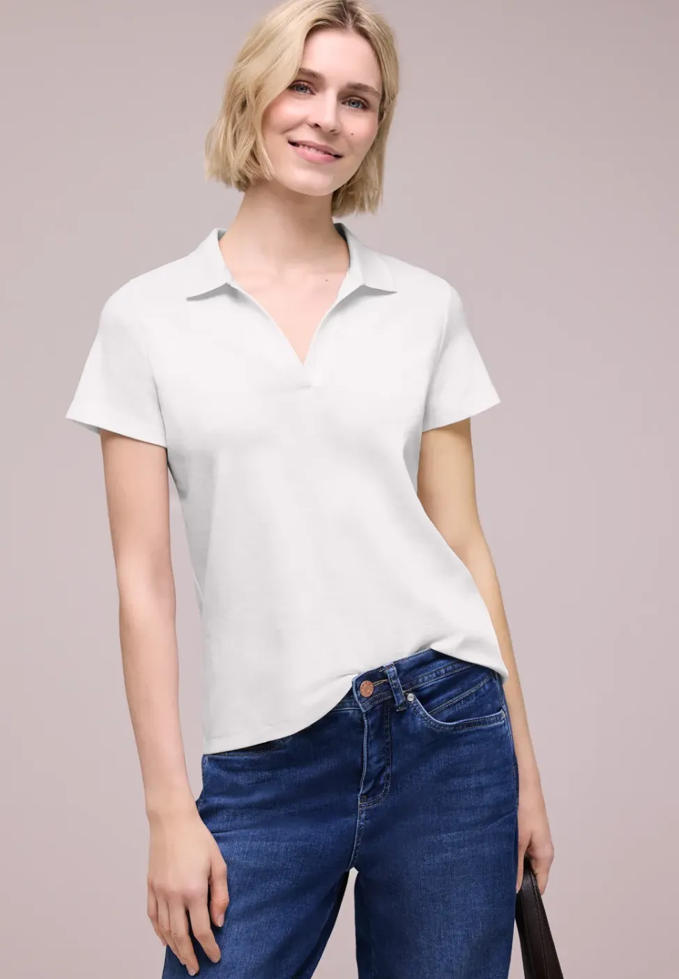 Poloshirt met korte mouwen en gespleten hals