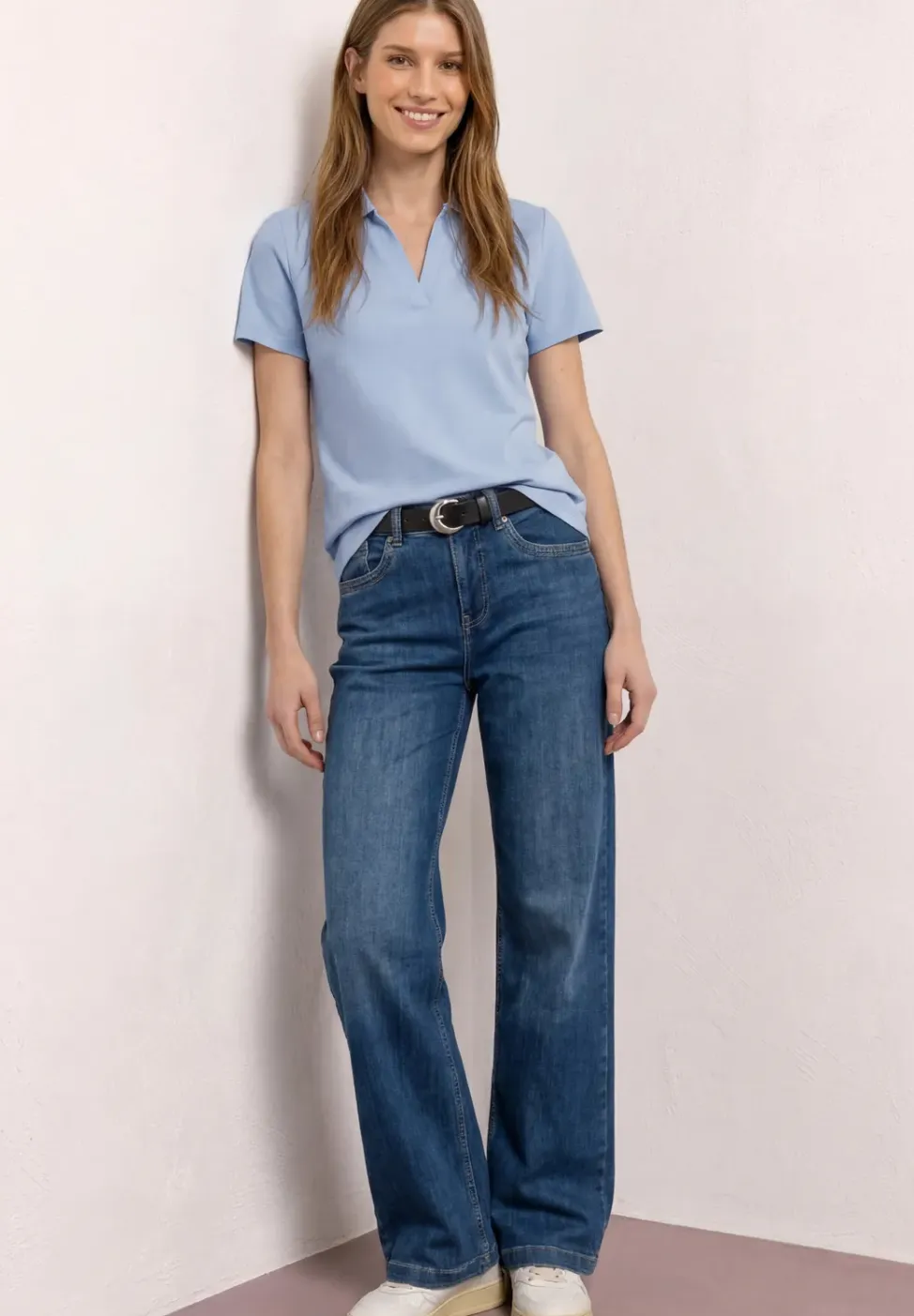 Poloshirt met korte mouwen en gespleten hals