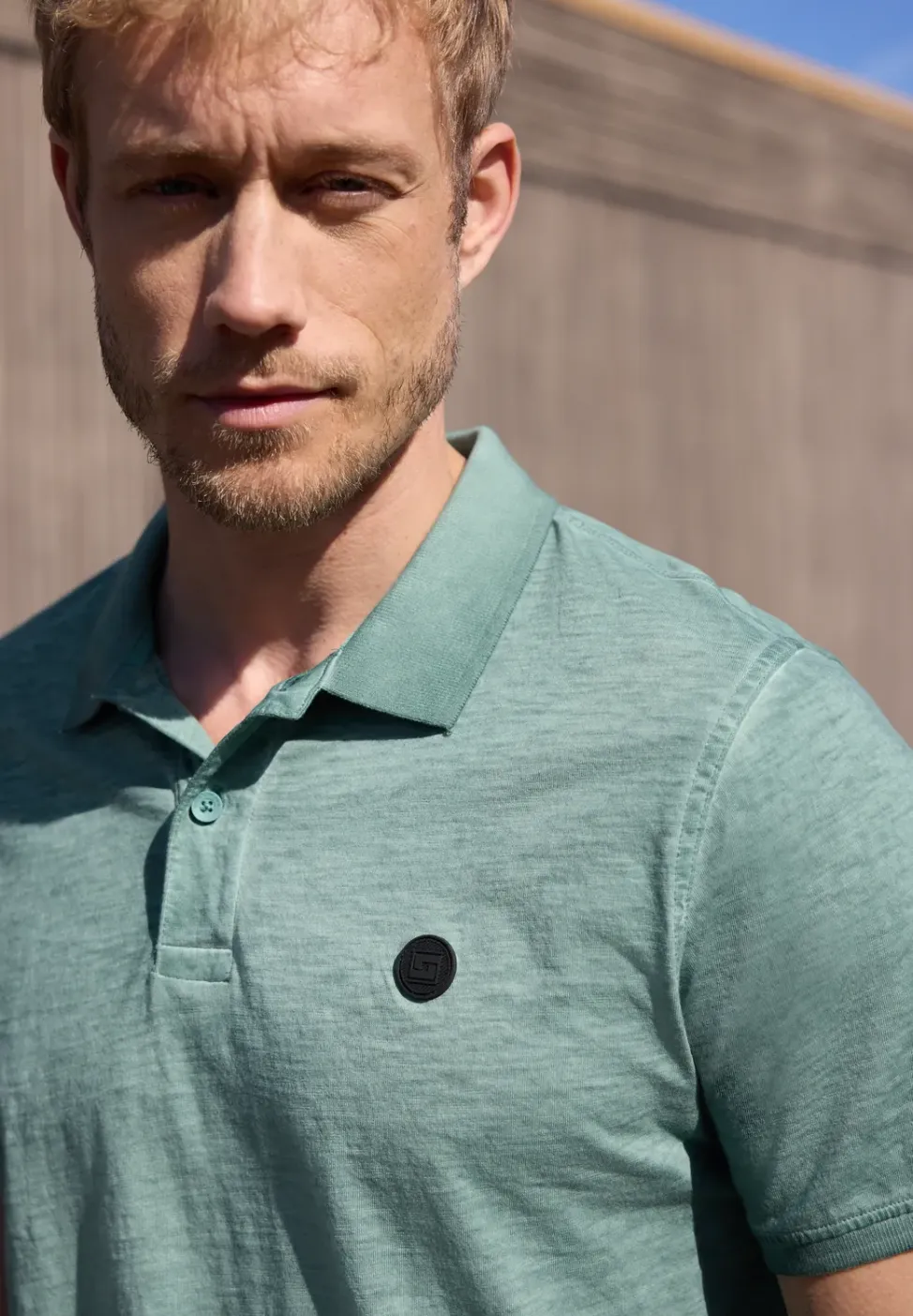 Poloshirt met korte mouwen in garment dye look