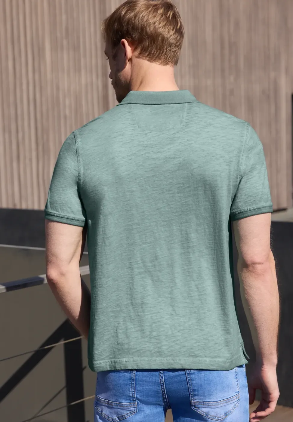 Poloshirt met korte mouwen in garment dye look