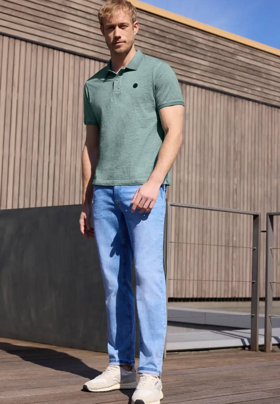 Poloshirt met korte mouwen in garment dye look
