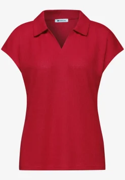 Poloshirt met losse schouders in een gebreide look