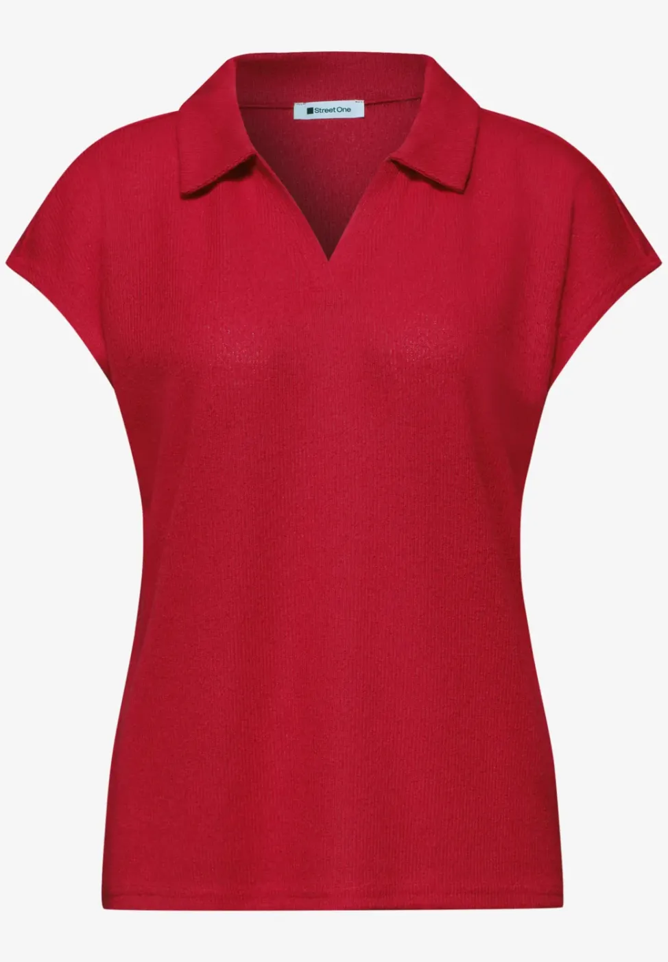 Poloshirt met losse schouders in een gebreide look