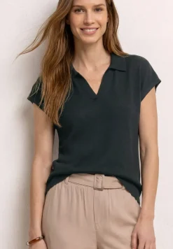 Poloshirt met losse schouders in een gebreide look
