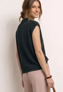 Poloshirt met losse schouders in een gebreide look