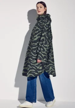 Poncho met capuchon en print