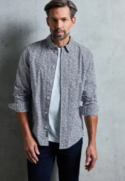 Popeline houndstooth overhemd