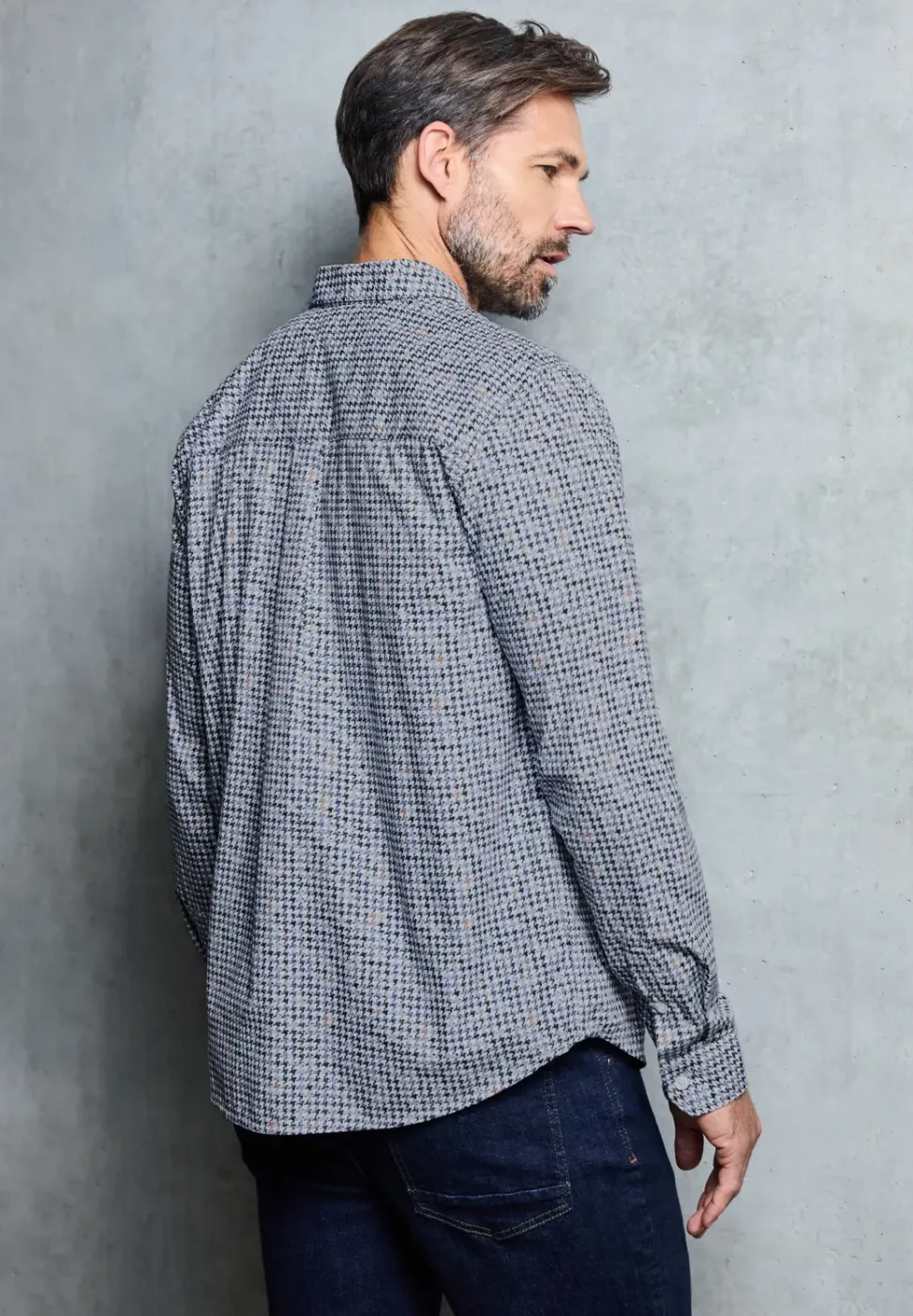 Popeline houndstooth overhemd