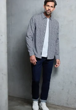 Popeline houndstooth overhemd