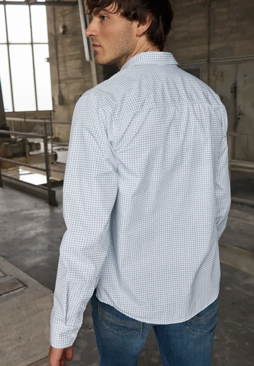 Popeline overhemd met minimale print