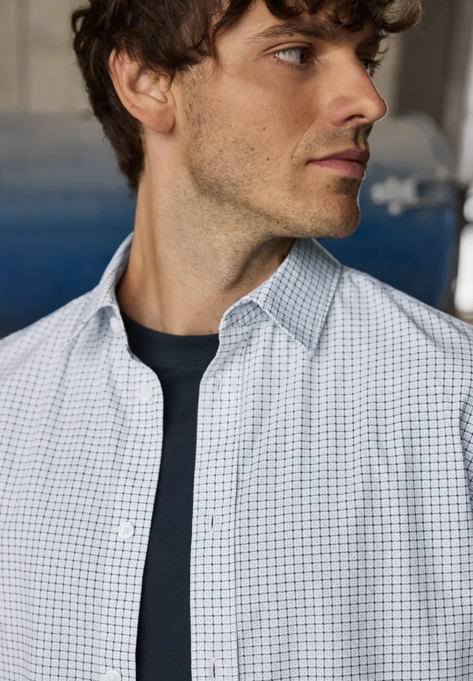 Popeline overhemd met minimale print
