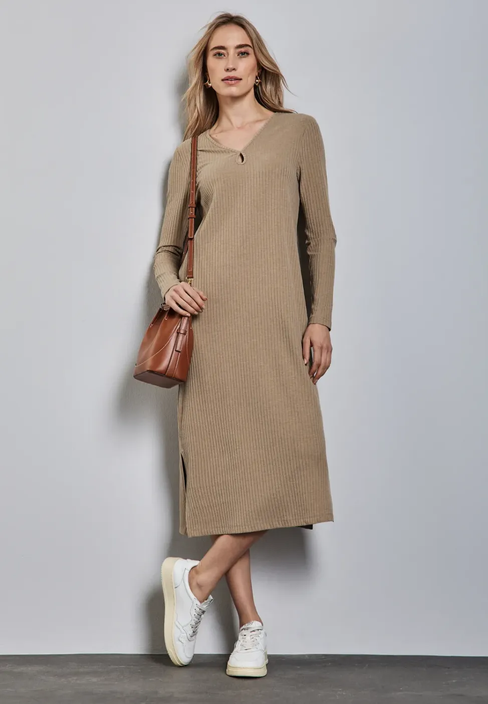 Ribtricot jurk