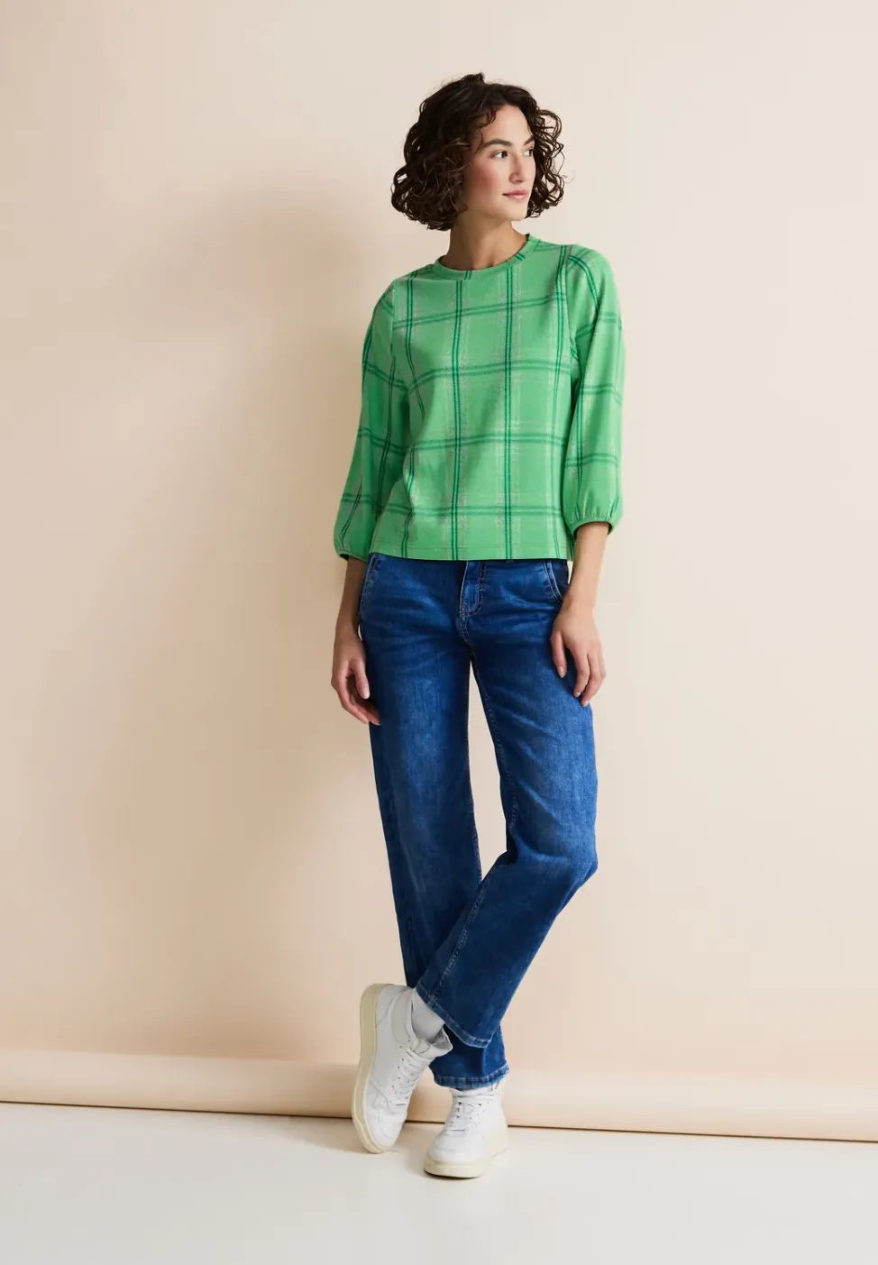 Ruiten shirt met 3/4-mouwen