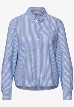 Seersucker blouse met lange mouwen