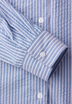 Seersucker blouse met lange mouwen