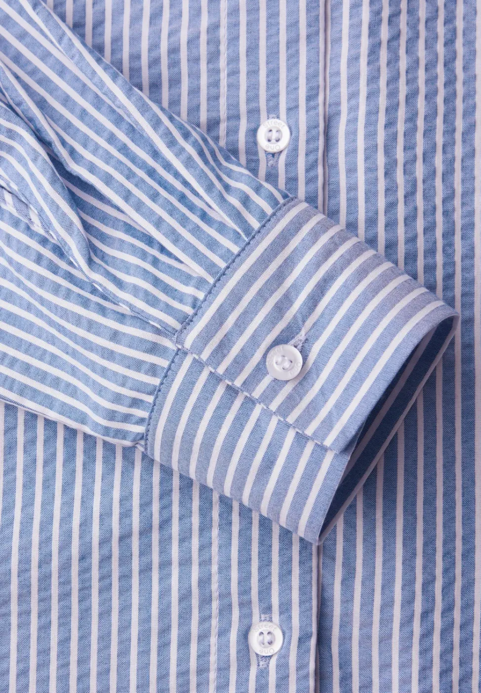 Seersucker blouse met lange mouwen