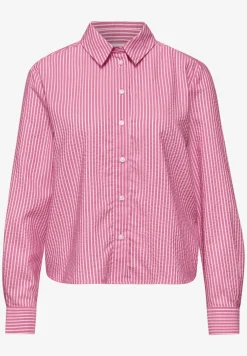 Seersucker blouse met lange mouwen