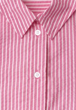 Seersucker blouse met lange mouwen