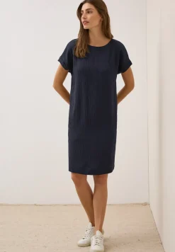 Seersucker jurk in effen kleur