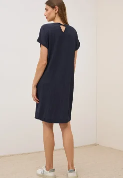 Seersucker jurk in effen kleur