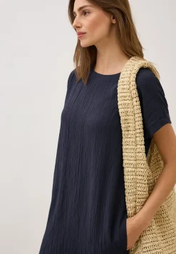 Seersucker jurk in effen kleur
