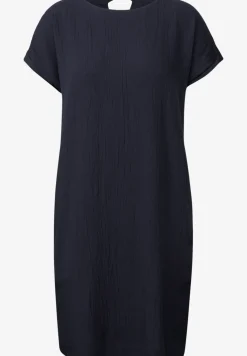 Seersucker jurk in effen kleur