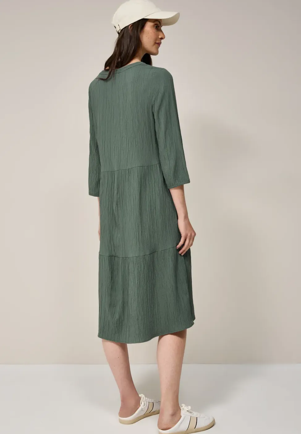 Seersucker jurk met volants